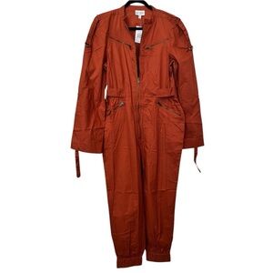 INSPR Orange Jumpsuit Size Medium NWT 100% Cotton Long sleeve lightweight